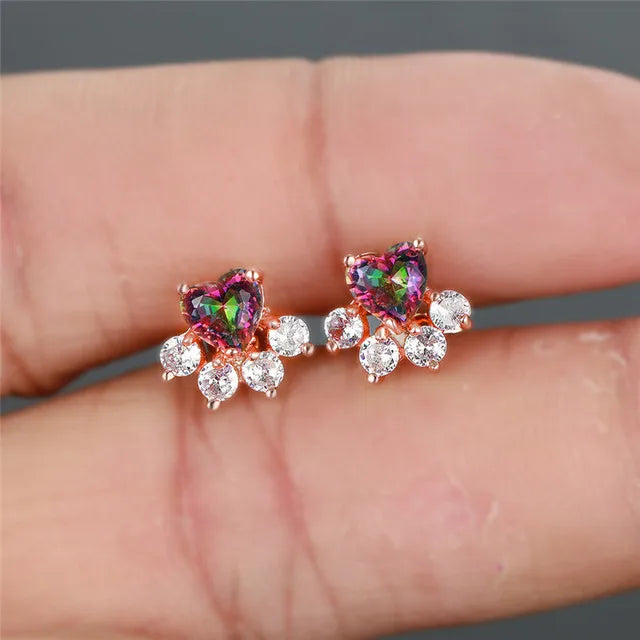Opal Paws I  Heart Paw Earrings