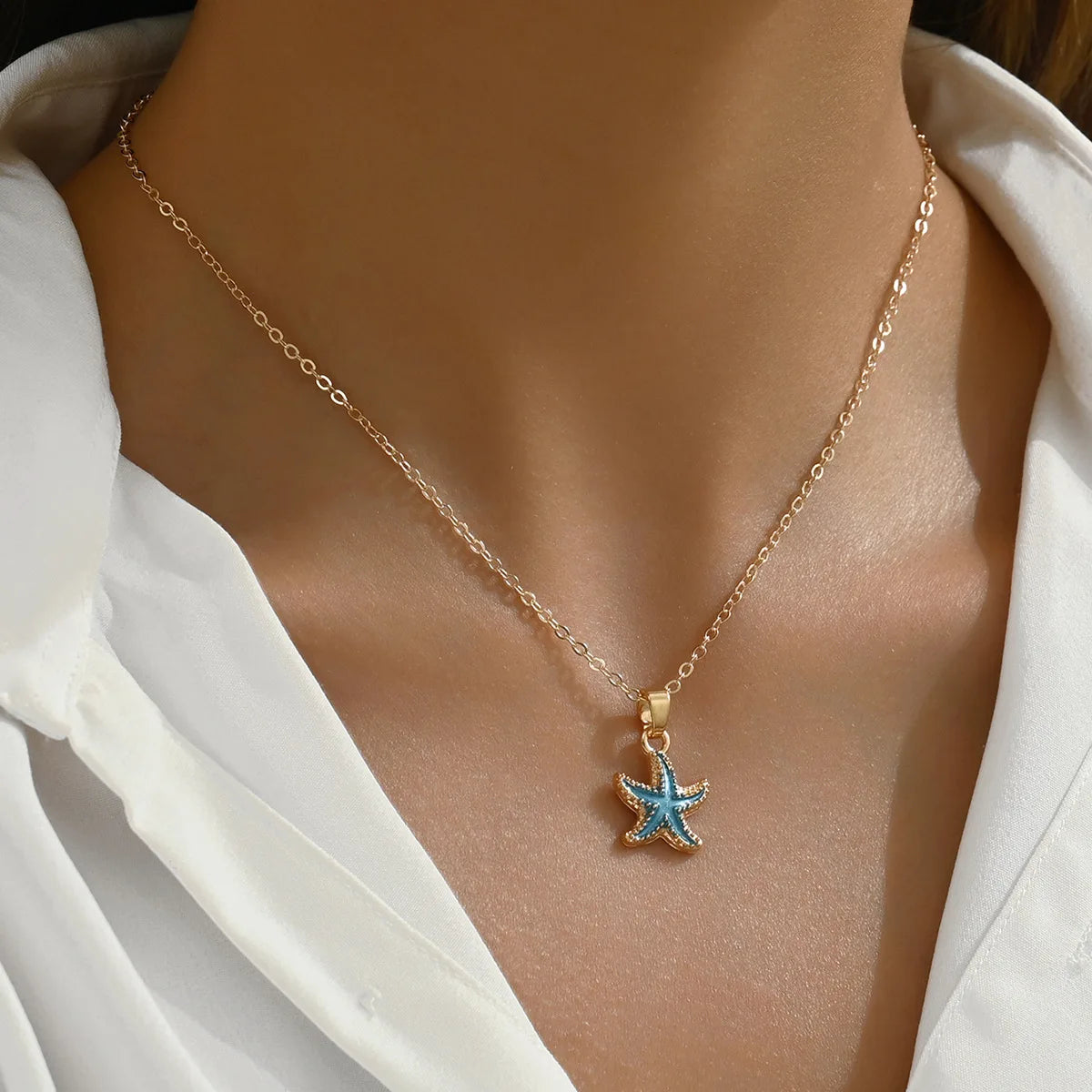 Ocean Bloom I Blue Star Necklace