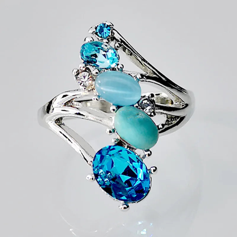 Seafoam Grace I Blue Zircon Stone Ring