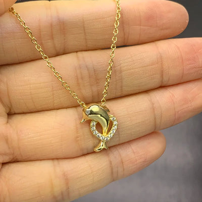 Dolphin Heart I Golden Necklace