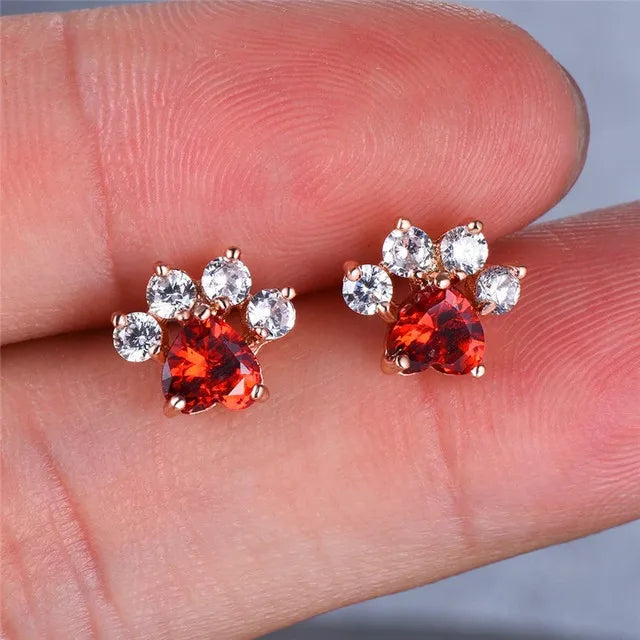 Opal Paws I  Heart Paw Earrings