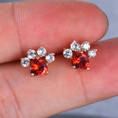 Opal Paws I  Heart Paw Earrings