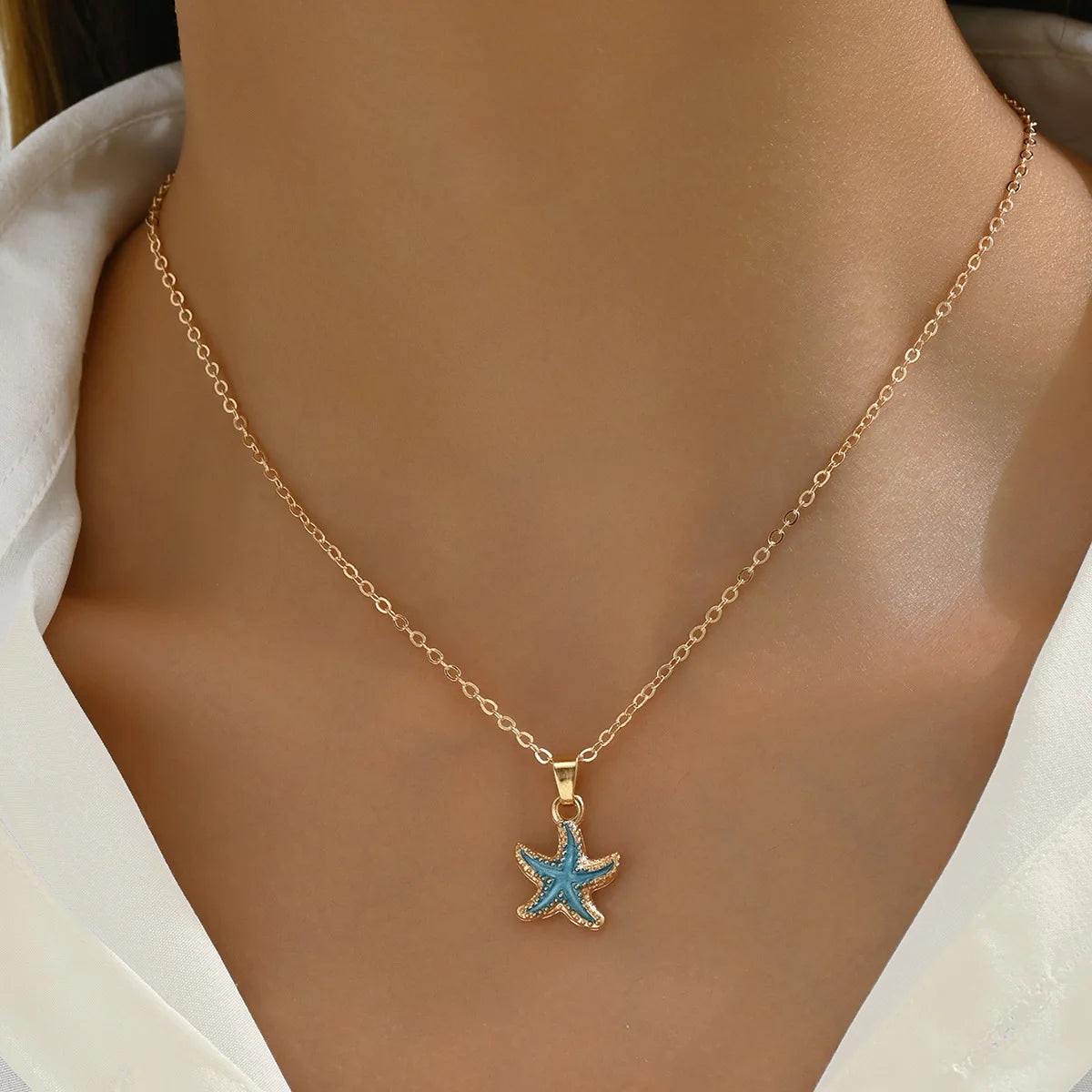 Ocean Bloom I Blue Star Necklace