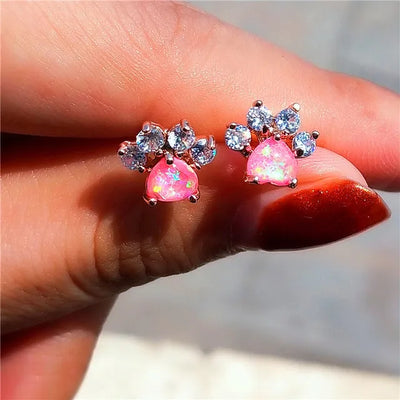 Opal Paws I  Heart Paw Earrings