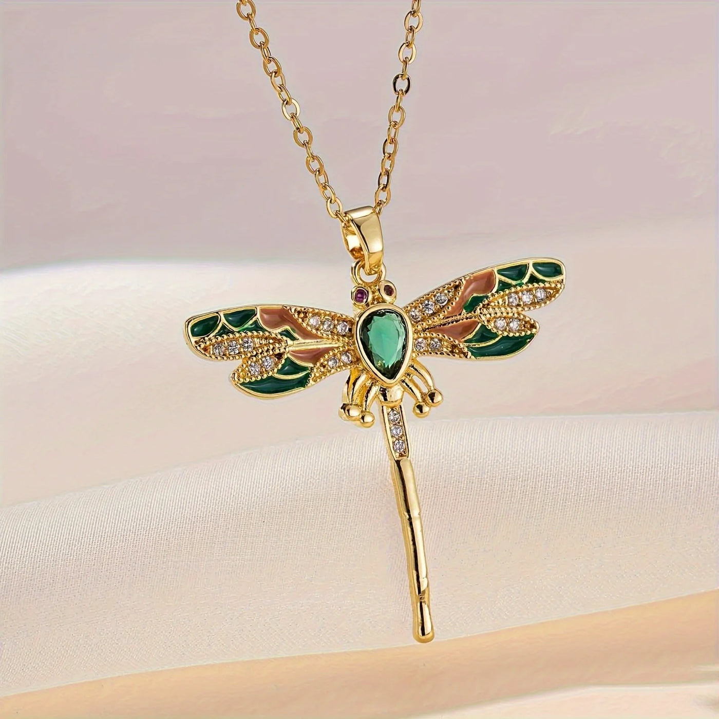 Wings of Serenity I Dragonfly Pendant Necklace