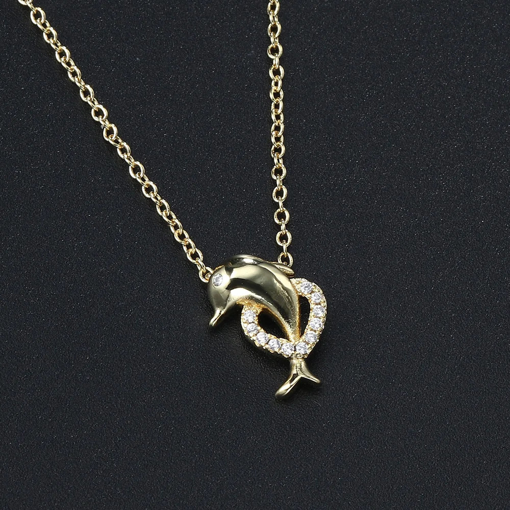 Dolphin Heart I Golden Necklace