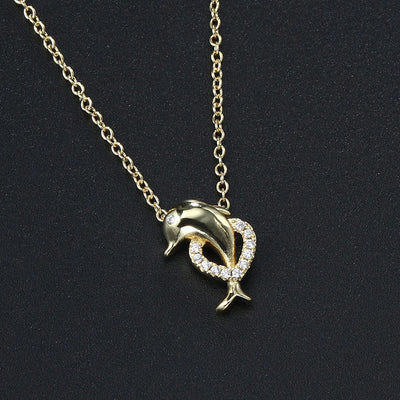 Dolphin Heart I Golden Necklace