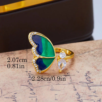 ClariaI Adjustable Blue Butterfly Ring