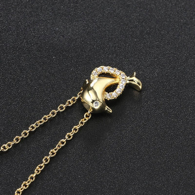 Dolphin Heart I Golden Necklace