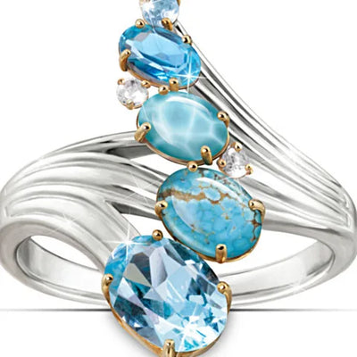 Seafoam Grace I Blue Zircon Stone Ring