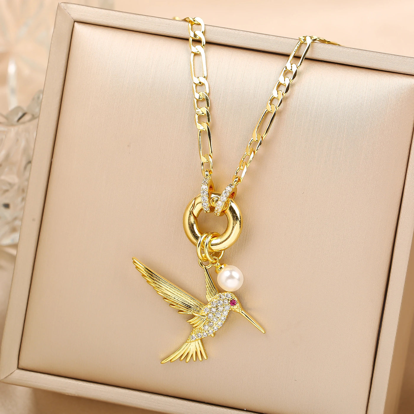 Aurielle | Pearl Bird Charm Necklace