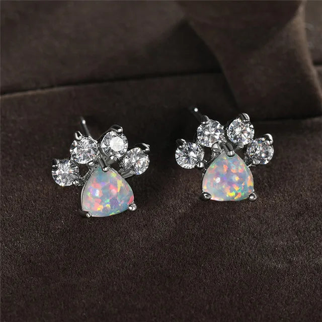 Opal Paws I  Heart Paw Earrings