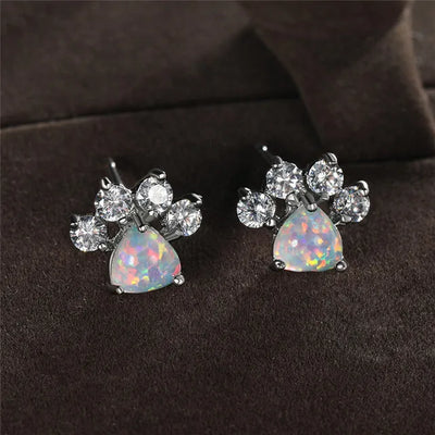 Opal Paws I  Heart Paw Earrings