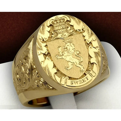 Crest of Valor I Crown Lion Ring