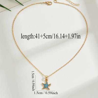 Ocean Bloom I Blue Star Necklace