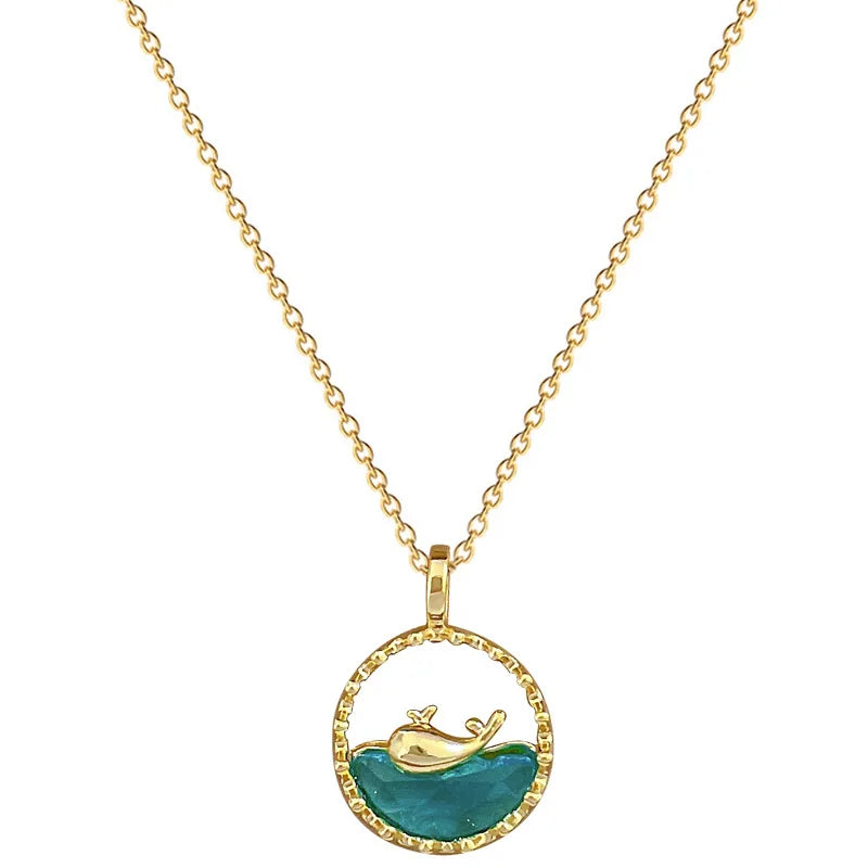 Dolphin Whisper I Golden Necklace