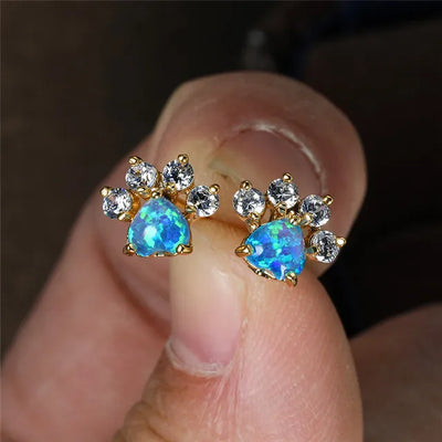 Opal Paws I  Heart Paw Earrings