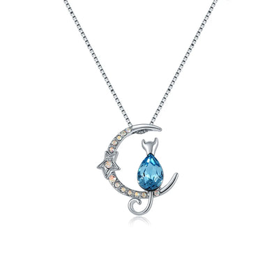 Moonlit Whiskers | Crystal Cat Necklace