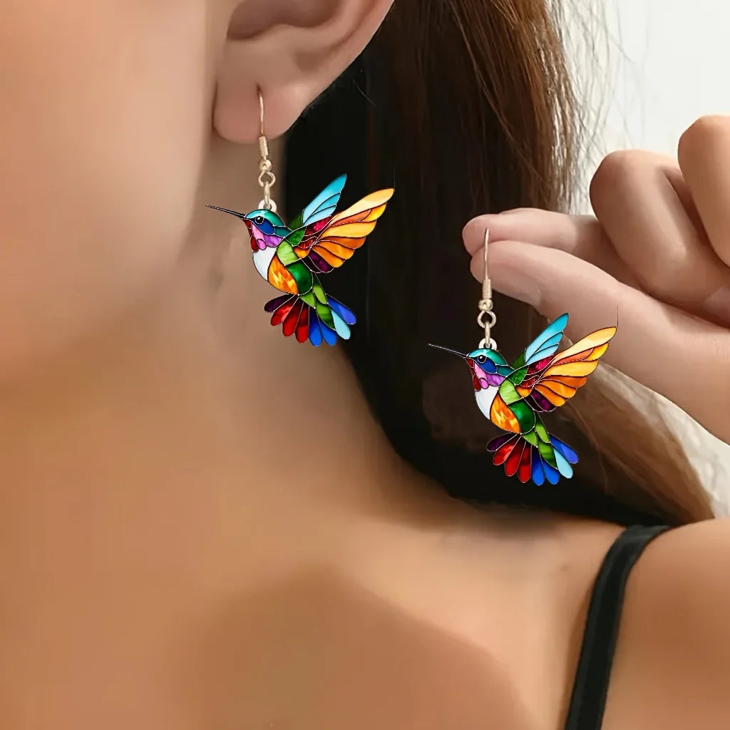 Stained Flight I Hummingbird Earrings