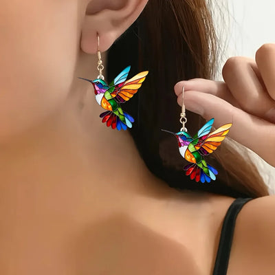 Stained Flight I Hummingbird Earrings