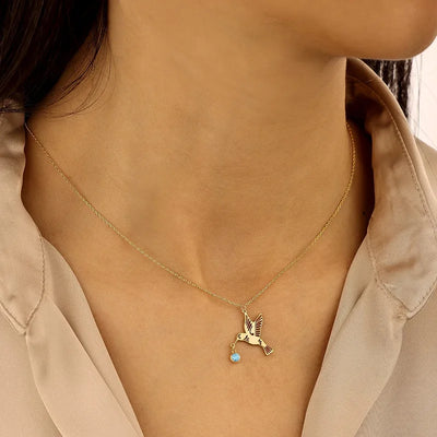 Solena | Birthstone Hummingbird Necklace
