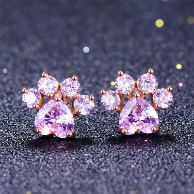 Opal Paws I  Heart Paw Earrings