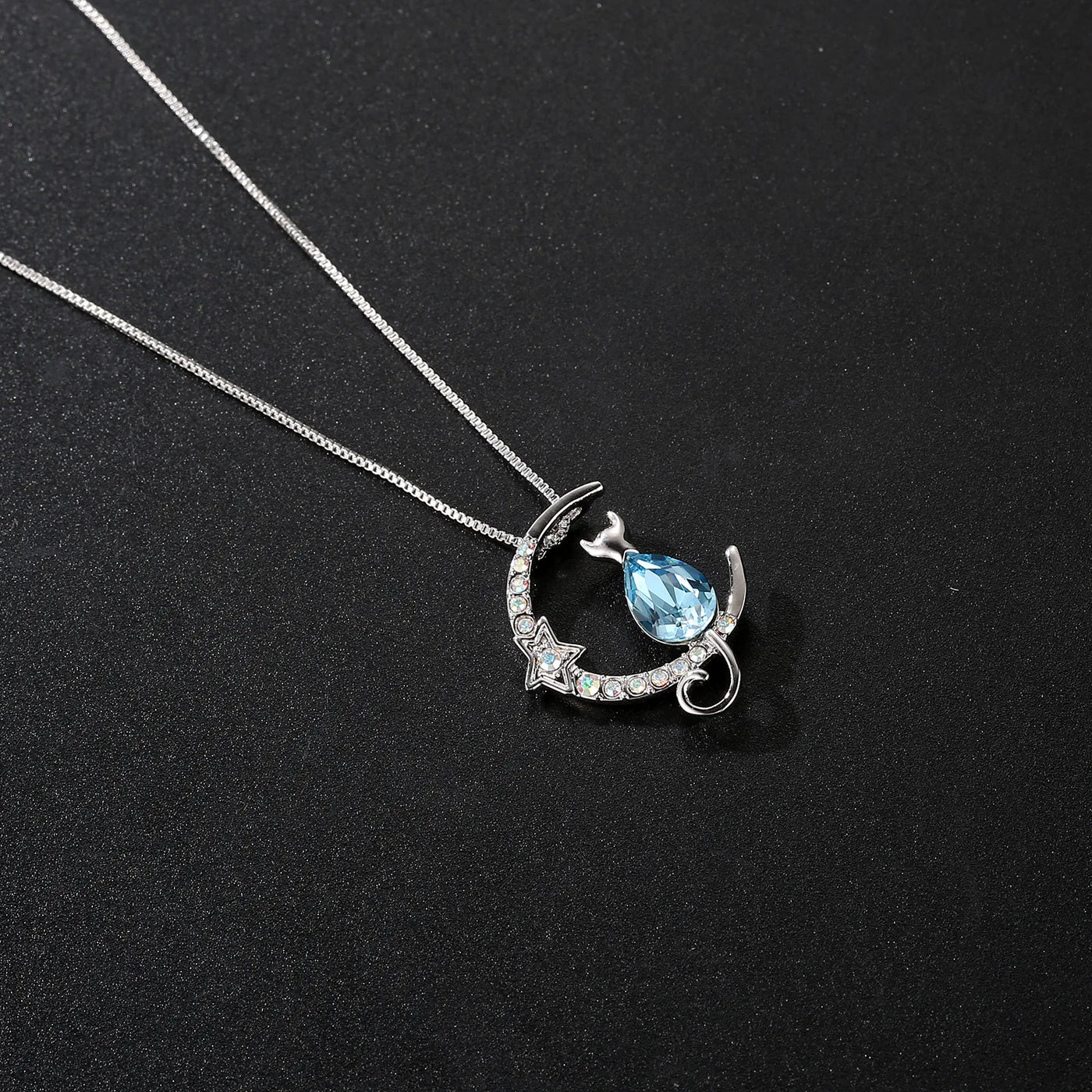 Moonlit Whiskers | Crystal Cat Necklace
