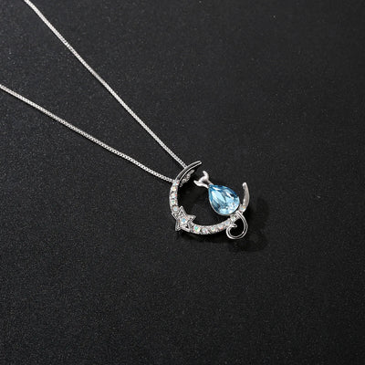 Moonlit Whiskers | Crystal Cat Necklace