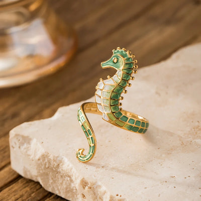 Ocean Embrace I Seahorse Ring