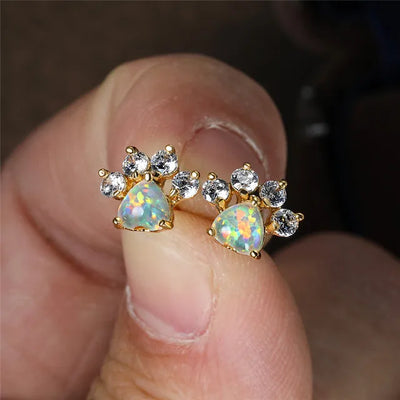 Opal Paws I  Heart Paw Earrings