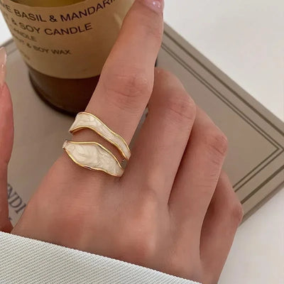 Silken Tides I Pearl White Ring