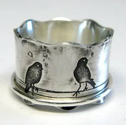 Willow | Vintage Birds on a Wire Ring