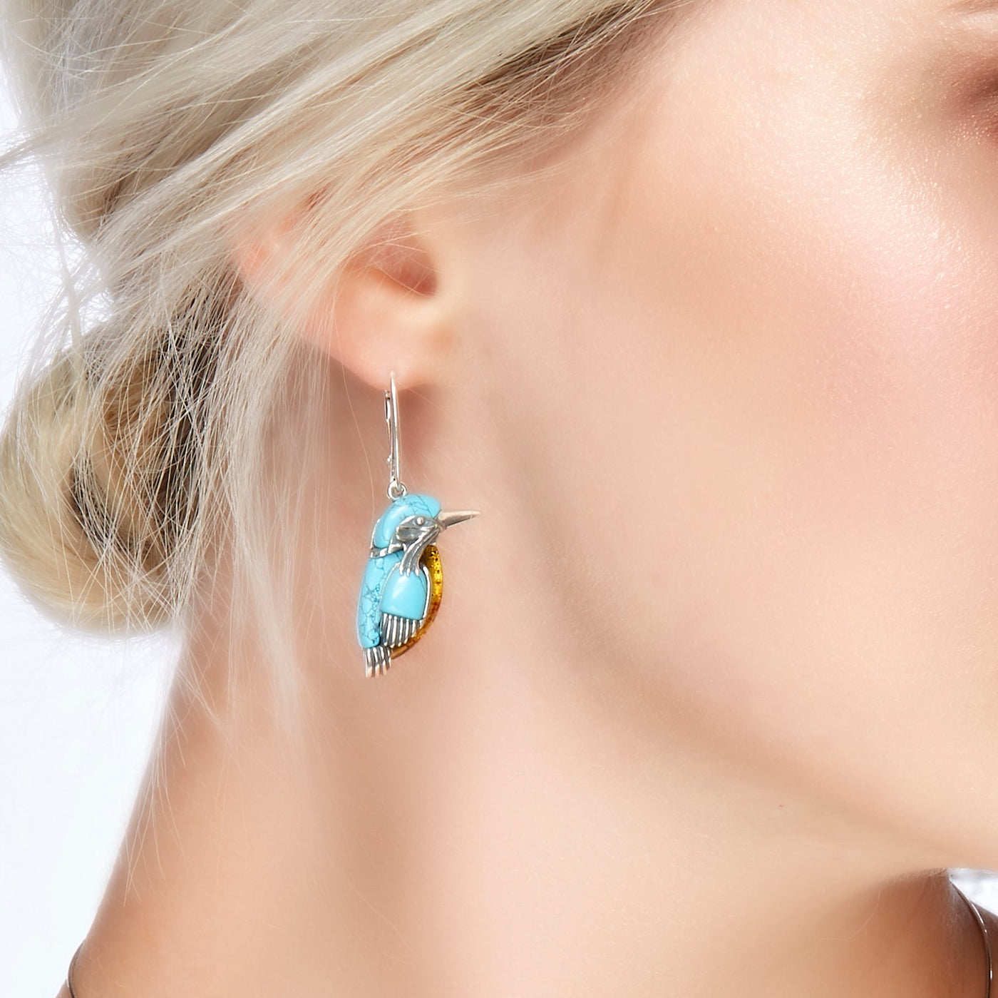 Kingfisher -  Bird Drop Earrings