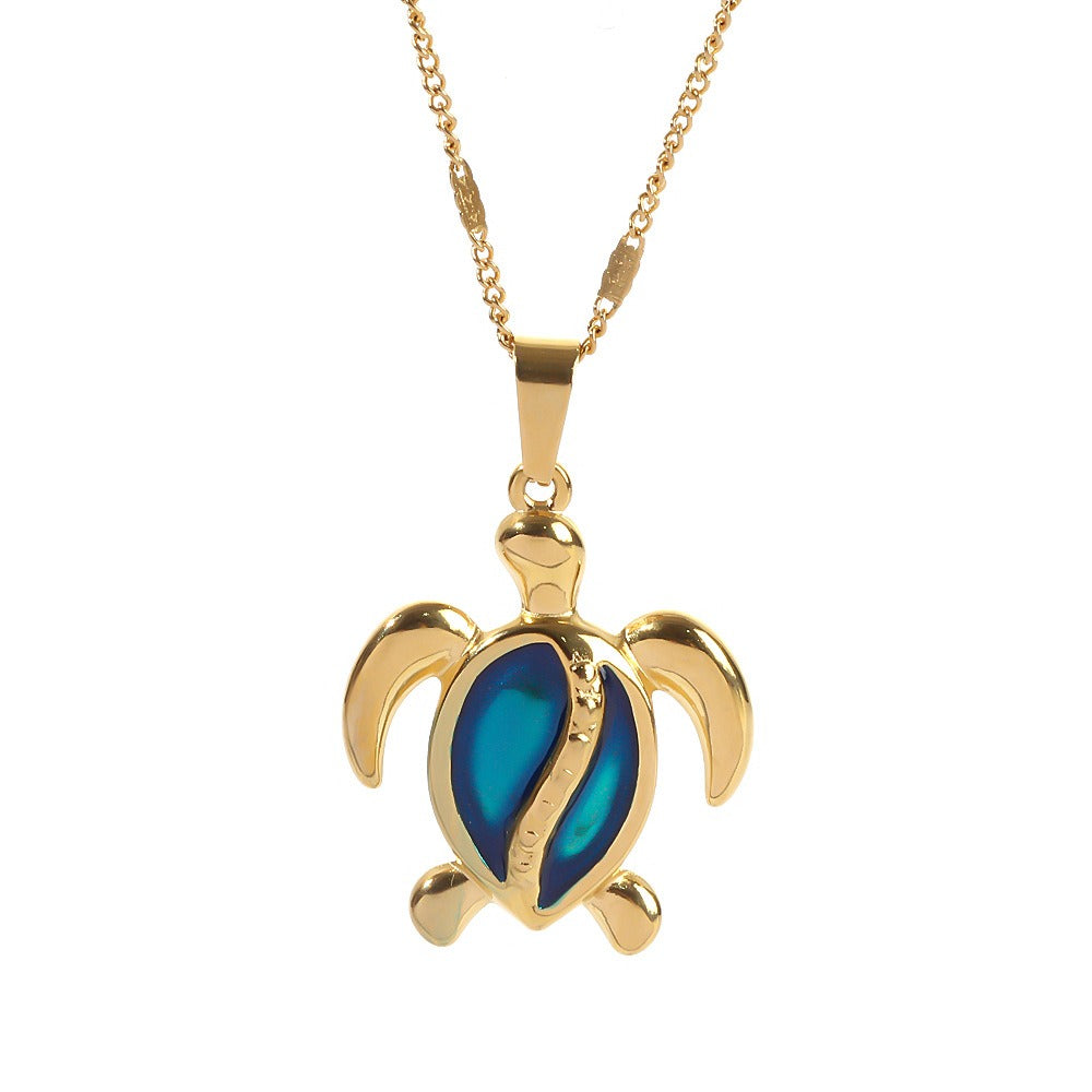 Gilded Shell / Blue Opal Gold Turtle Necklace