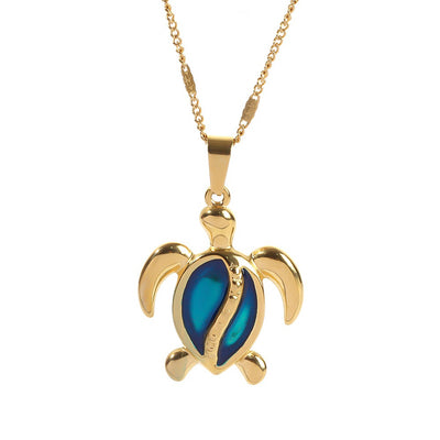 Gilded Shell / Blue Opal Gold Turtle Necklace