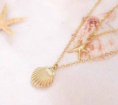 Whispers of Gold I Beach Necklace
