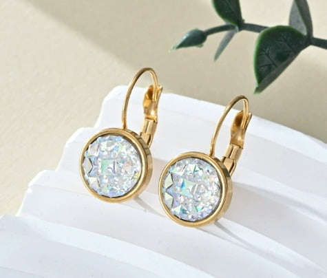 Golden Opal | Vintage Gold Earrings with Opal Stone