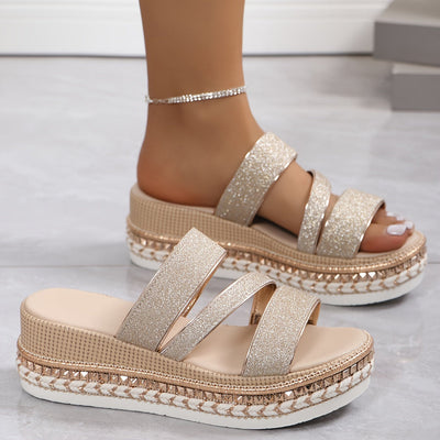 CELINE | COMFORT GLITTER PLATFORM SANDALS