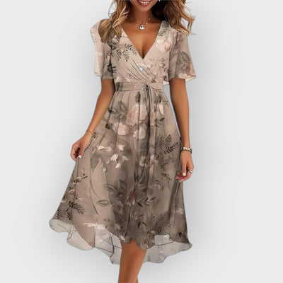 Odette | Stylish V-Neck Floral Midi Dress