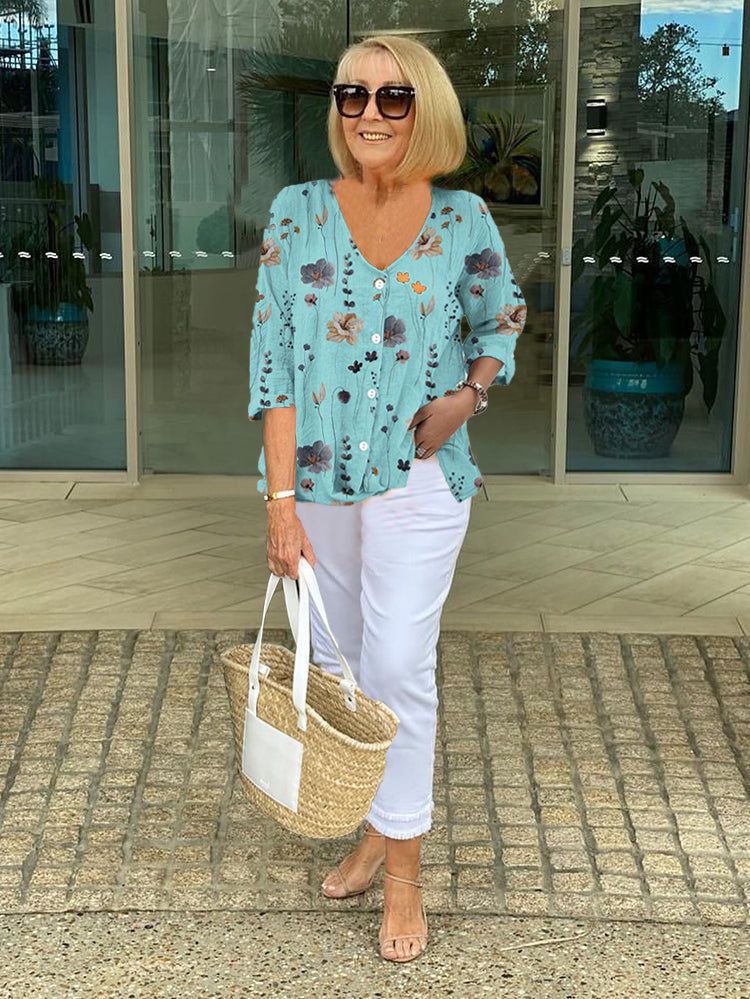 DONNA | FLORAL BUTTON BLOUSE