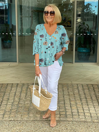DONNA | FLORAL BUTTON BLOUSE