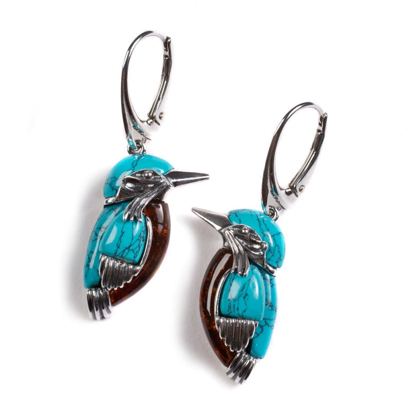 Kingfisher -  Bird Drop Earrings