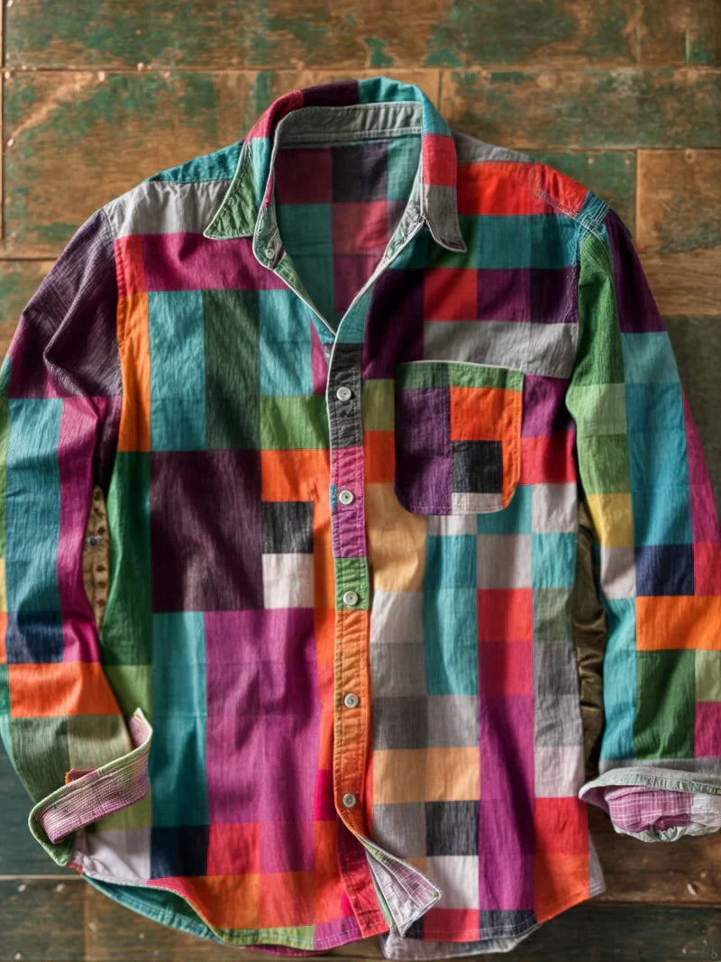 HARPER | PATCHWORK BUTTON SHIRT