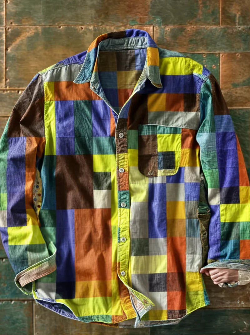 HARPER | PATCHWORK BUTTON SHIRT