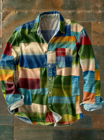 HARPER | PATCHWORK BUTTON SHIRT