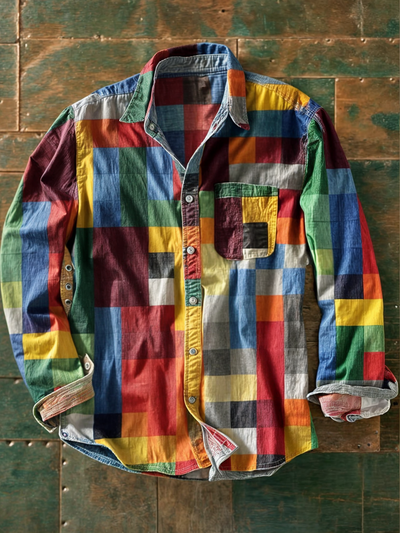 HARPER | PATCHWORK BUTTON SHIRT