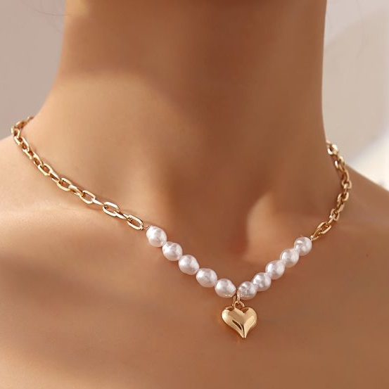 Golden Pulse I Golden Heart Pearl Necklace