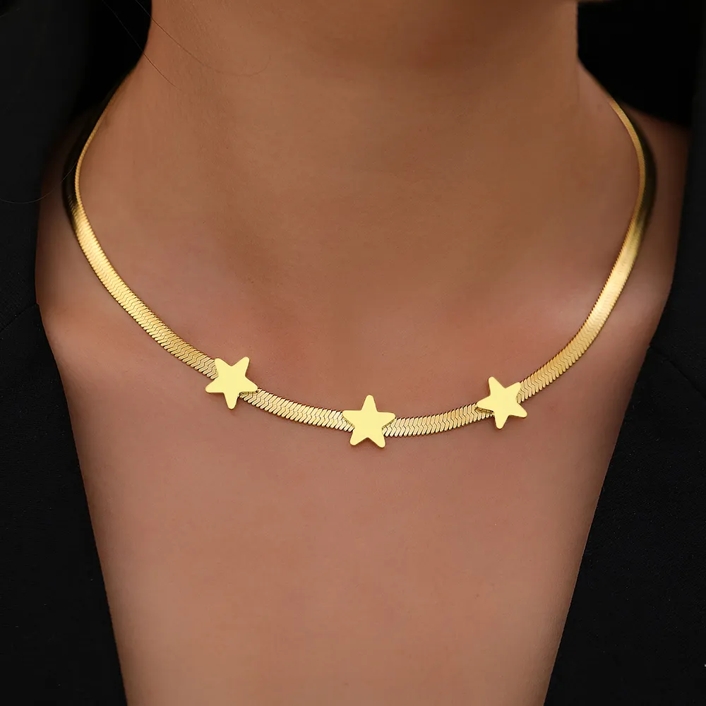 Twinkle & Glow I  Golden Stars Necklace