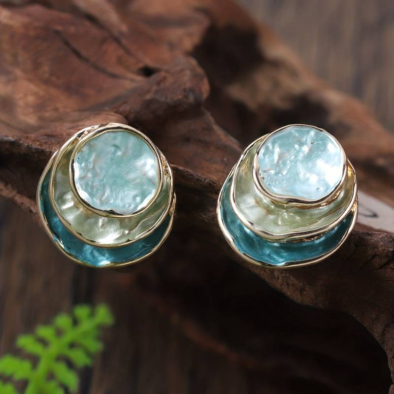 Divina I Handpainted Multi Layered Rounded Earrings
