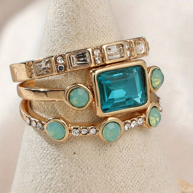 Clara Luna I Blue Crystal Ring Set